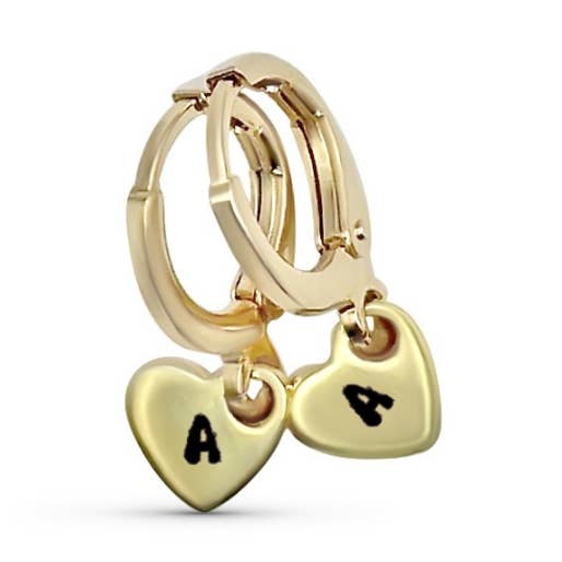 Pendientes Abrazadores de Corazón Inicial - Oro | Personalizados Grabados para venta al por mayor de Camilla Limón