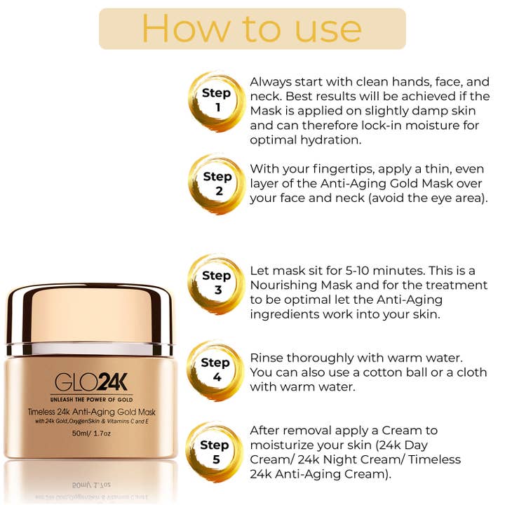 GLO24K – wholesale Skincare face mask – Timeless 24k Anti-Aging Gold Mask with 24k Gold & OxygenSkin3