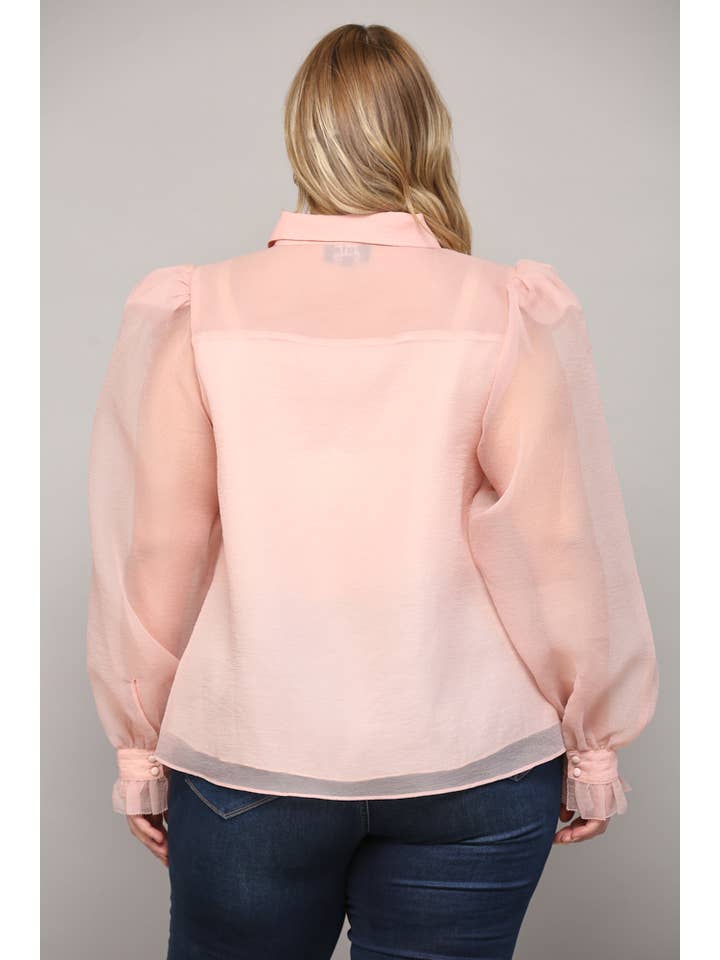 FATE – wholesale Buttoned-down shirt – Women's – FRILLED PLACKET PUFF SLV BLOUSE FT9959P13