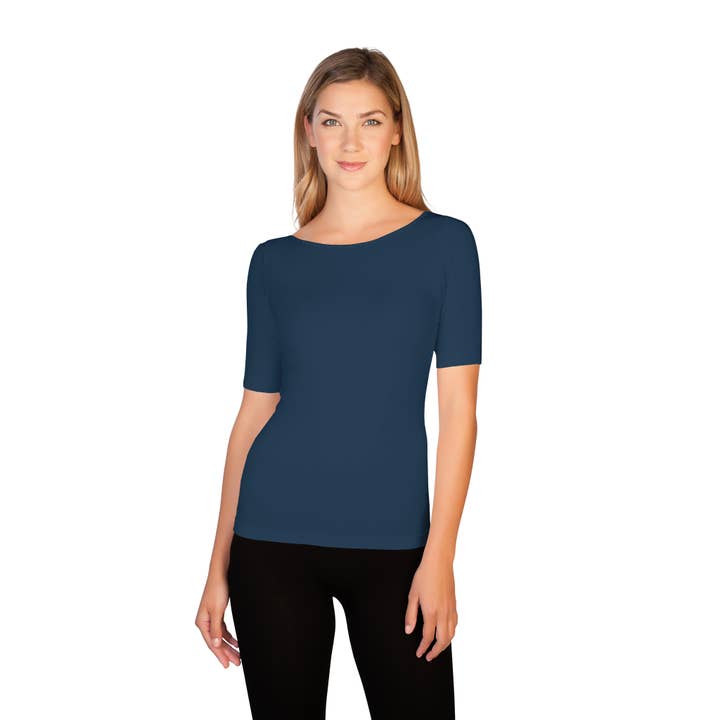 Skinnytees - Wholesale T-Shirt - Women's - Reversible 1/2 Sleeve Scoop Neck Tee2