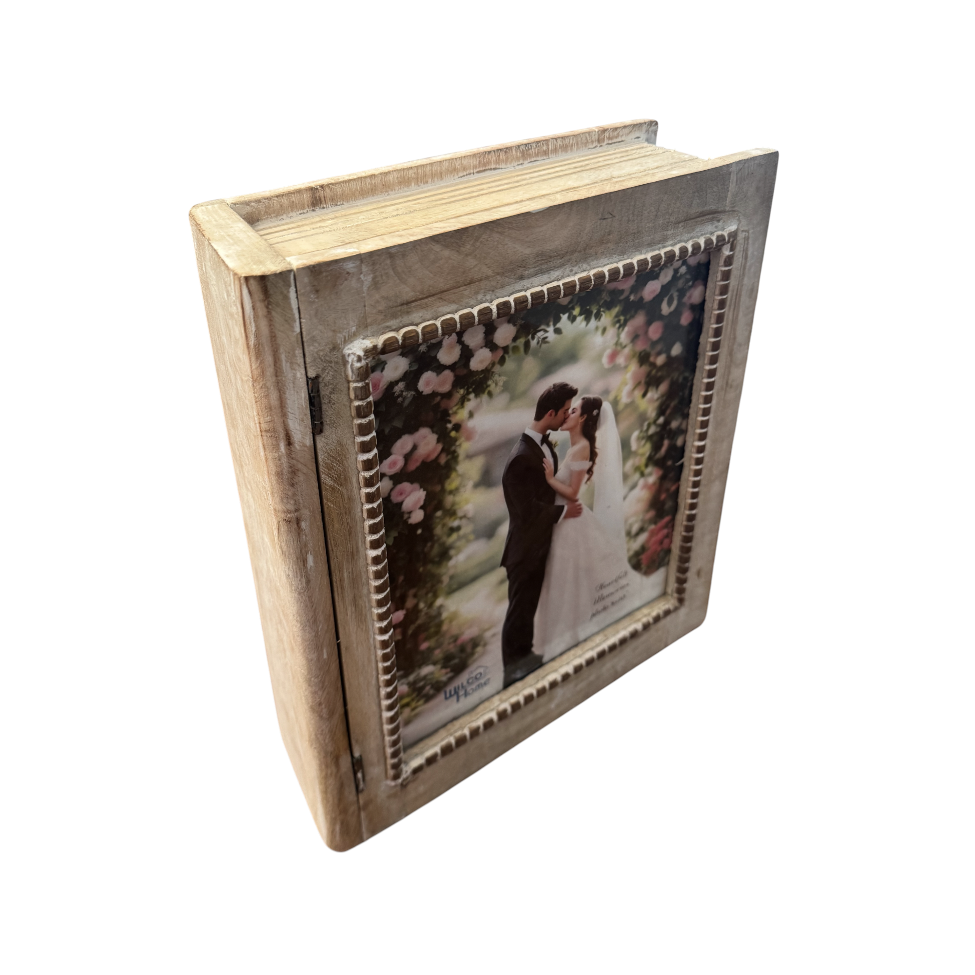Wilco Home – wholesale Picture frame – Mango Wd Hinged Storage Box with Framed 8x10" Photo Display5