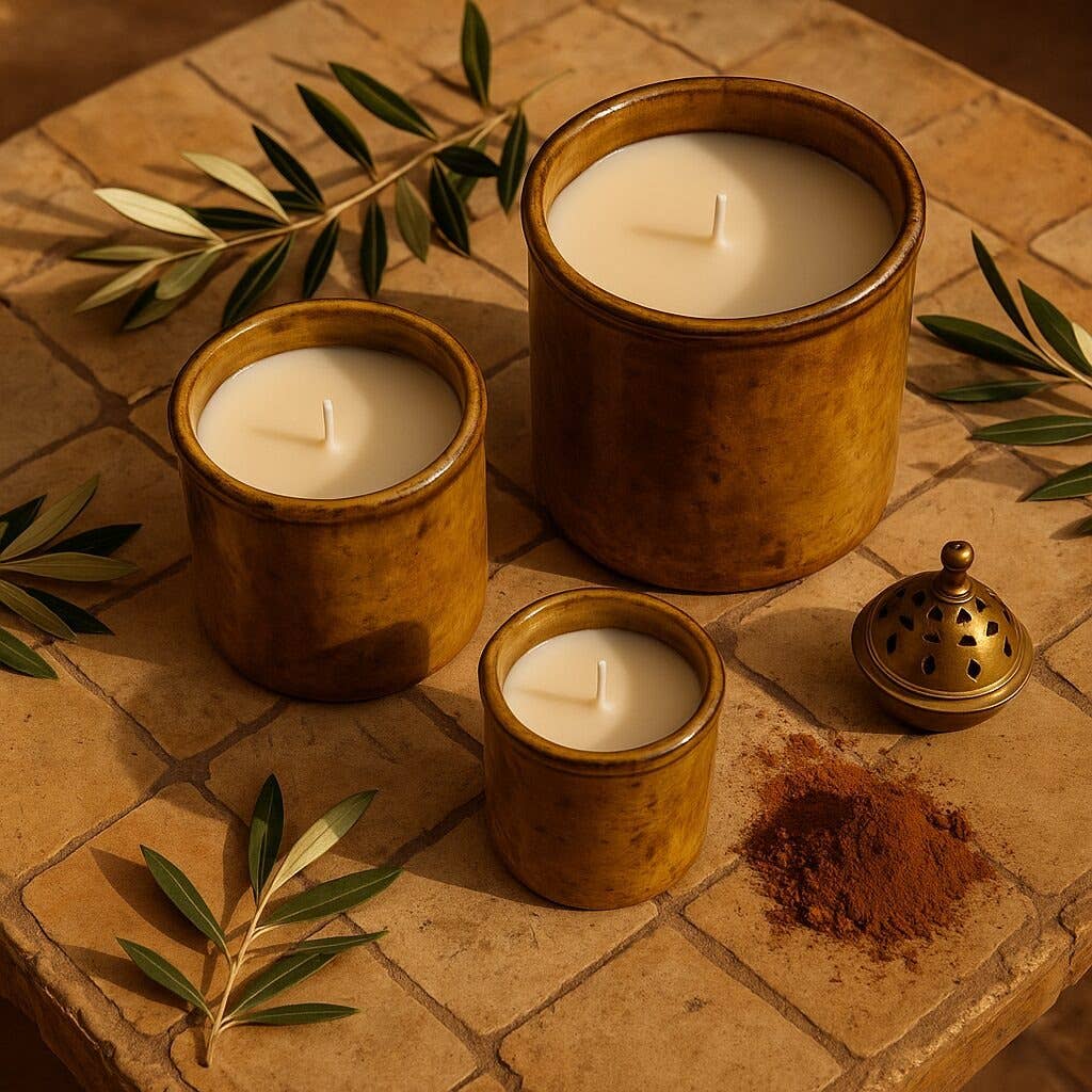 High crafty - Wholesale Jar/Filled Candle - 🪔 Artisanal Tamegroute Ceramic Candle – Green & Sahara Ochr5