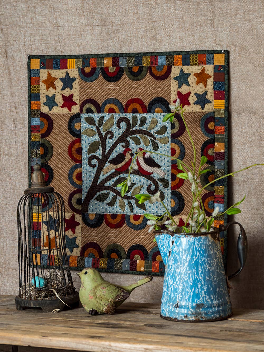 Traditional Primitives - Wholesale Craft Sewing Kit - Two Lovebirds Wool Applique Pattern2