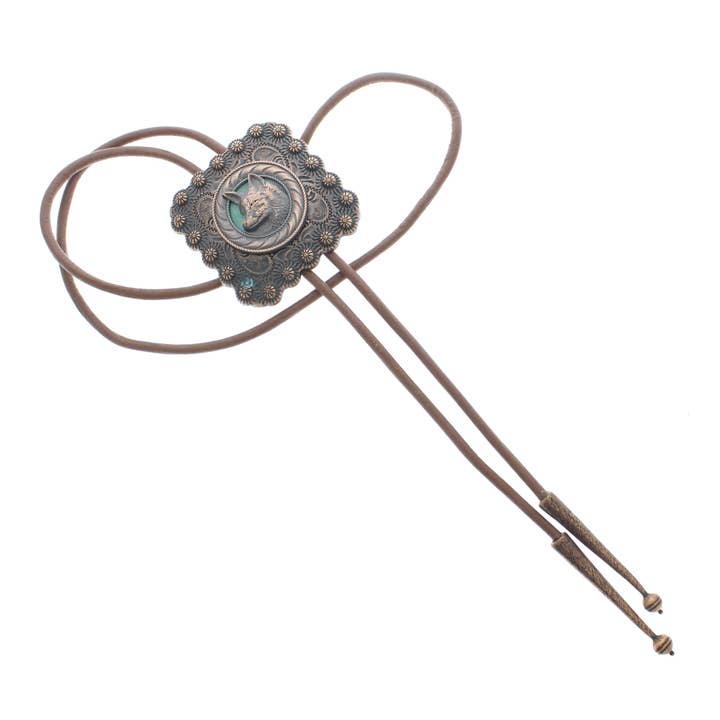 Bolo Tie Lobo Solitário de 57mm, fabricado nos EUA, cada por atacado de HHH Designs