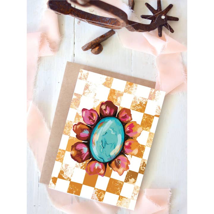 Tirzah Lane Art - Wholesale Congratulations Card - Turquoise Blank Card, Cowgirl Congrats Card, Western Greetin