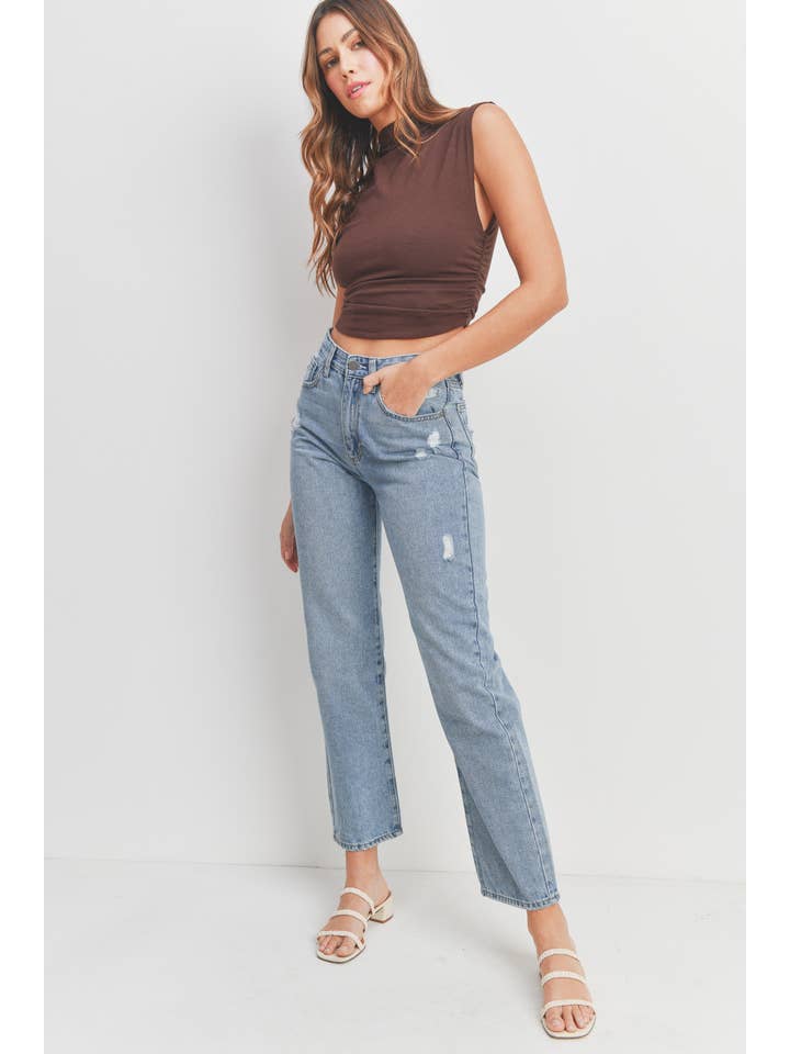 JBD - Wholesale Jeans - Women's - DP538N - MED - Super High Rise Dad Jean w/ Distressing