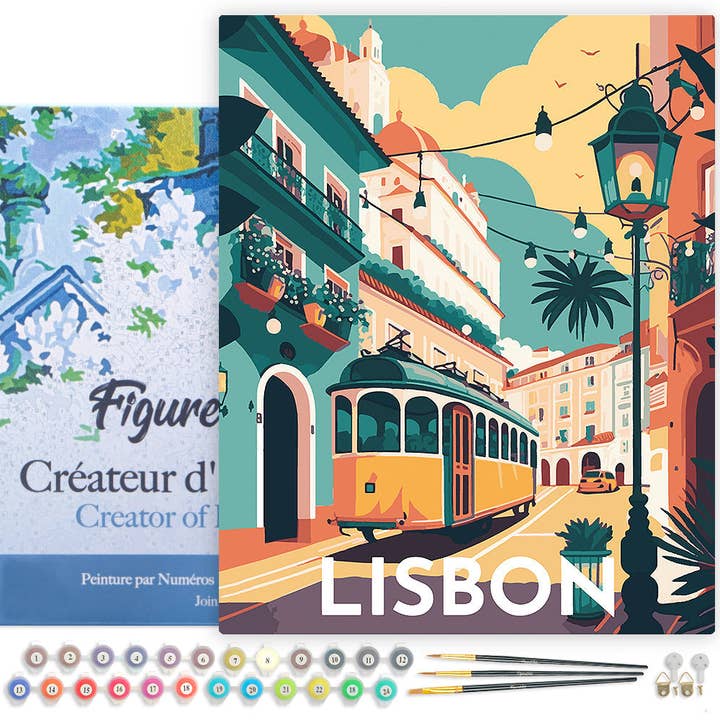 Paint by numbers Travel Poster Lisbon - Framed canvas for wholesale by Figured'Art (UK)