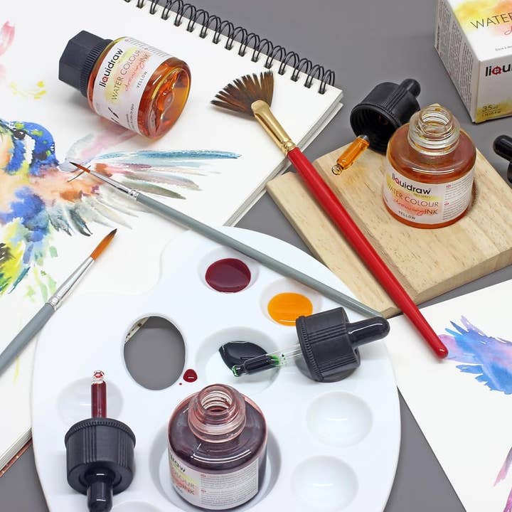 Liquidraw – wholesale Ink pad – Liquidraw Watercolour Drawing Ink Set of 10 Assorted Colours | 35ml Bottles with Ink Dropper | Water Colour Inks for Art3