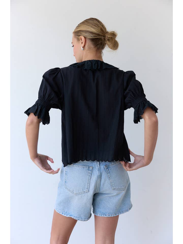 RAISONNEL - Wholesale Blouse - Women's - V-Neck Ruffle Blouse - RT10178