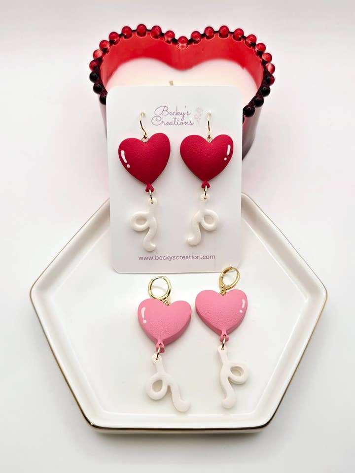 Heart Balloon earrings for wholesale by Beckys Creations