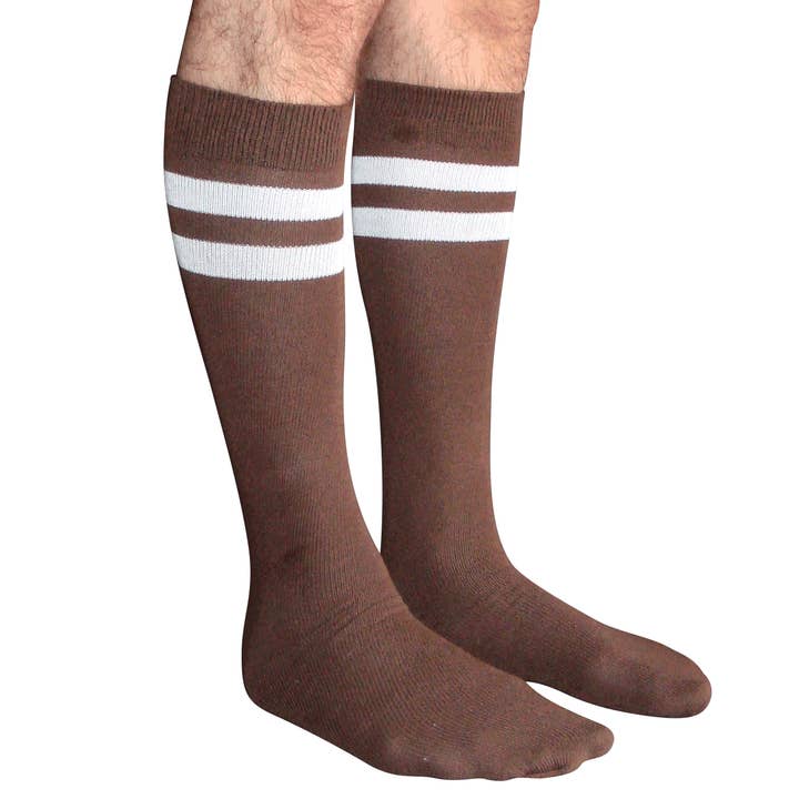 Brown/White Mens Tube Socks for wholesale by Chrissy's Socks