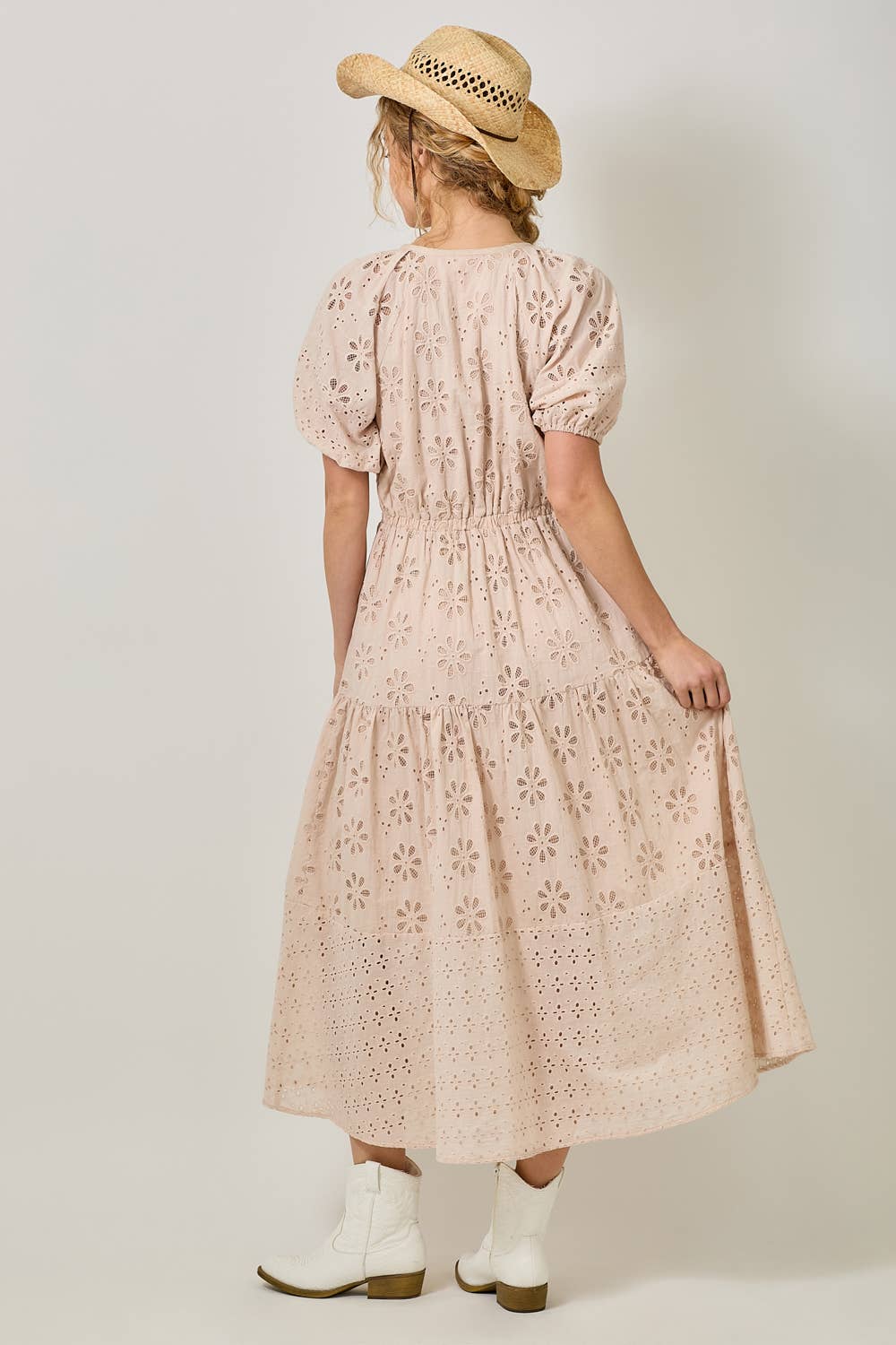 Mystree - Wholesale Dress - Women's - 61037 Puff Sleeve Tiered Eyelet Dress22