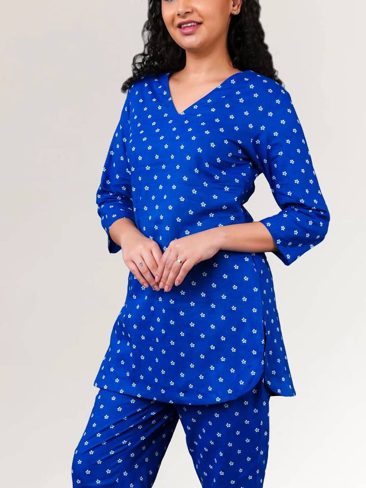 Cotton Co-Ord Set for Women in Blue for wholesale by Ariastop.com corporation