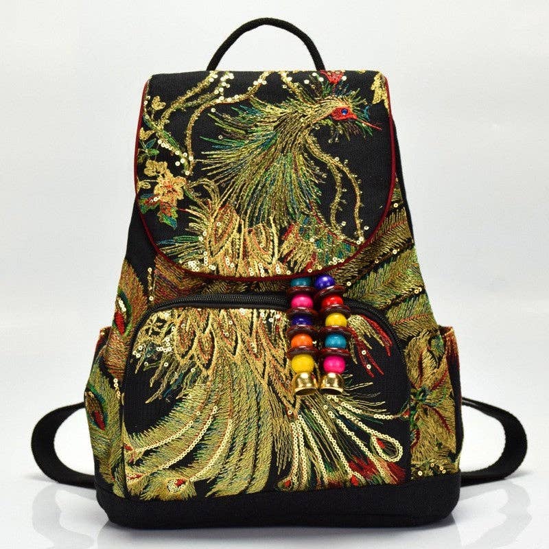 Sheer Trend – wholesale Backpack – Women's – Embroidered Drawstring Canvas Backpack2