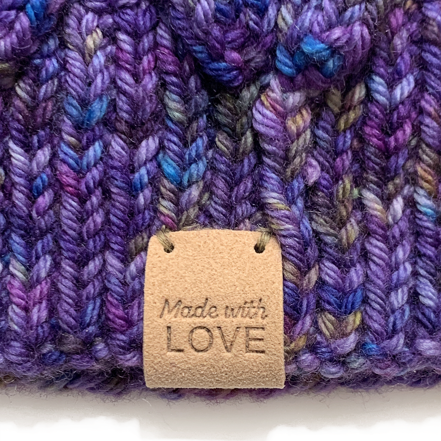 Pretty Warm Designs - Wholesale Knitting/Crochet Supplies - Made With Love Faux Leather Labels Set of 4 Knit Crochet Tag3