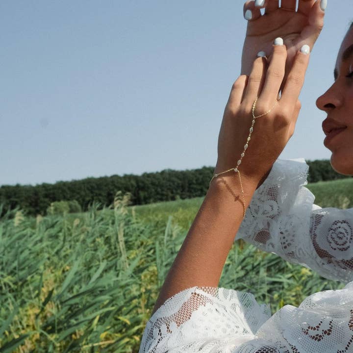 Selen Jewels - Wholesale Link & Chain Bracelet - Pear Diamond Hand Chain2