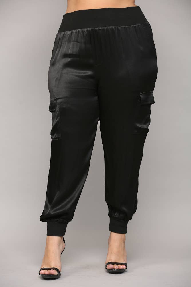 NERO PANTALONI JOGGER CARGO IN RASO FP3176P in vendita all&#x27;ingrosso su Faire3