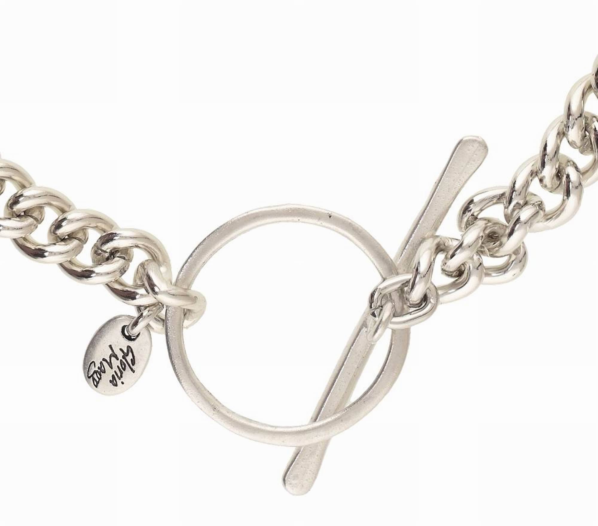 Gloria Mago - Wholesale Link & Chain Necklace - Large silver chain necklace with large central clasp plated1