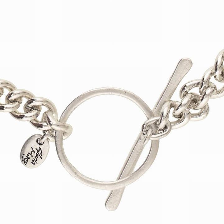 Gloria Mago - Wholesale Link & Chain Necklace - Large silver chain necklace with large central clasp plated1