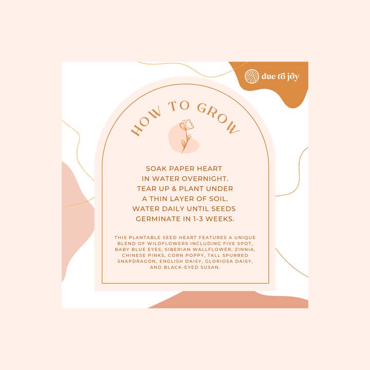 Due To Joy - Wholesale Plant Seeds - Seed Heart Paper Card2