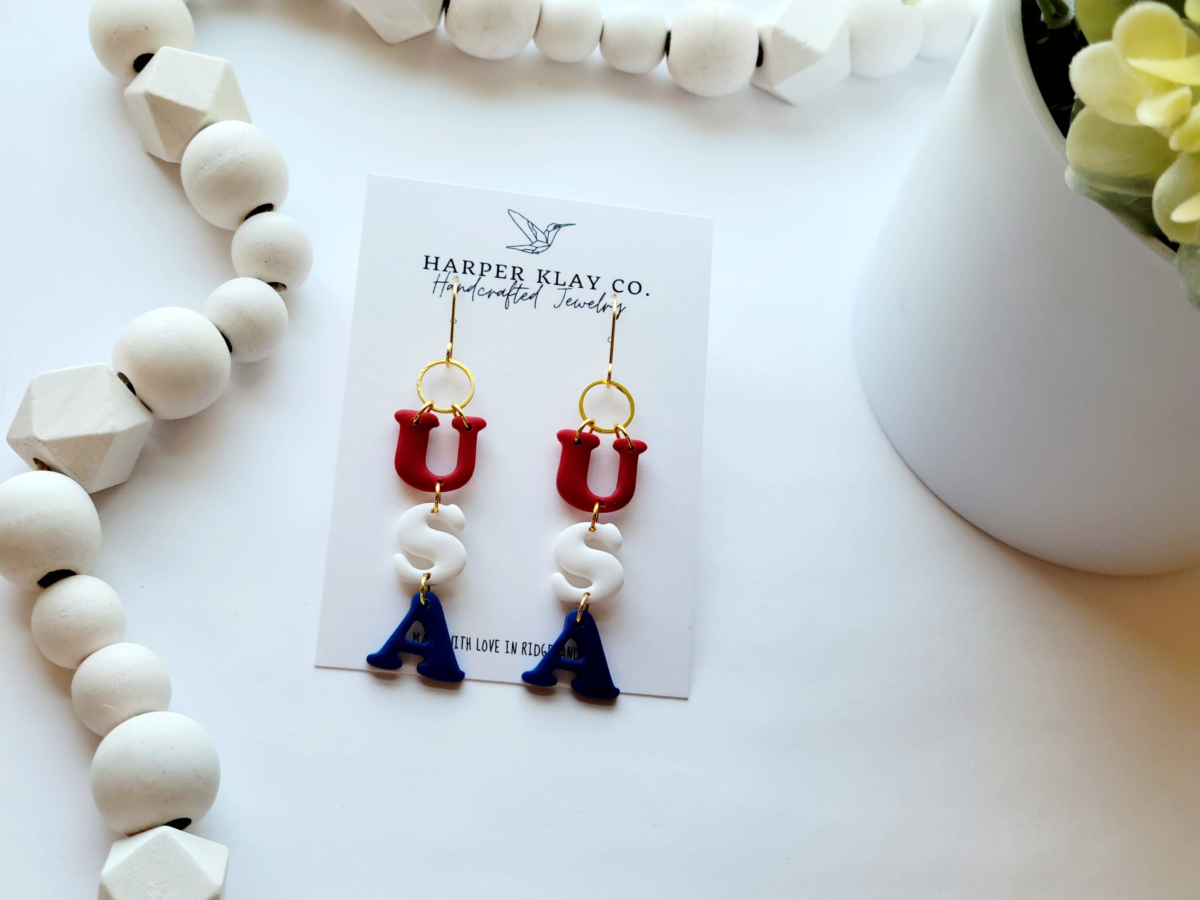 Harper Klay Co - Wholesale Dangle Earrings - The USA Set- Polymer Clay 4th of July Dangle Earrings2