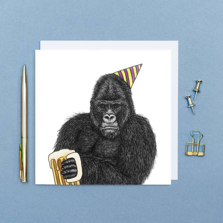 Funny Gorilla Birthday Card // Grumpy Animal Cards for Men for wholesale by Wild Lines