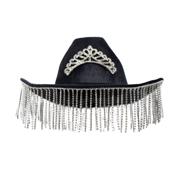 Western Fashion – Chapéu de cowboy - Mulher por atacado – Chapéu de cowboy holográfico Rave com franjas de strass1