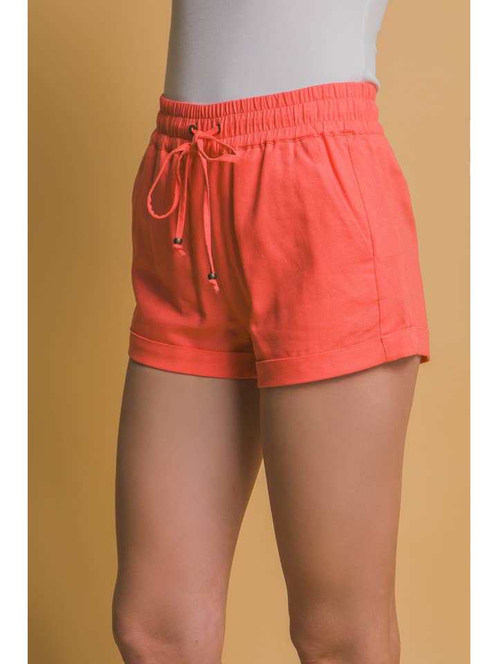42POPS - Wholesale Shorts - Women's - .0702 Mid Rise Linen Shorts w/ Pockets SI-277613
