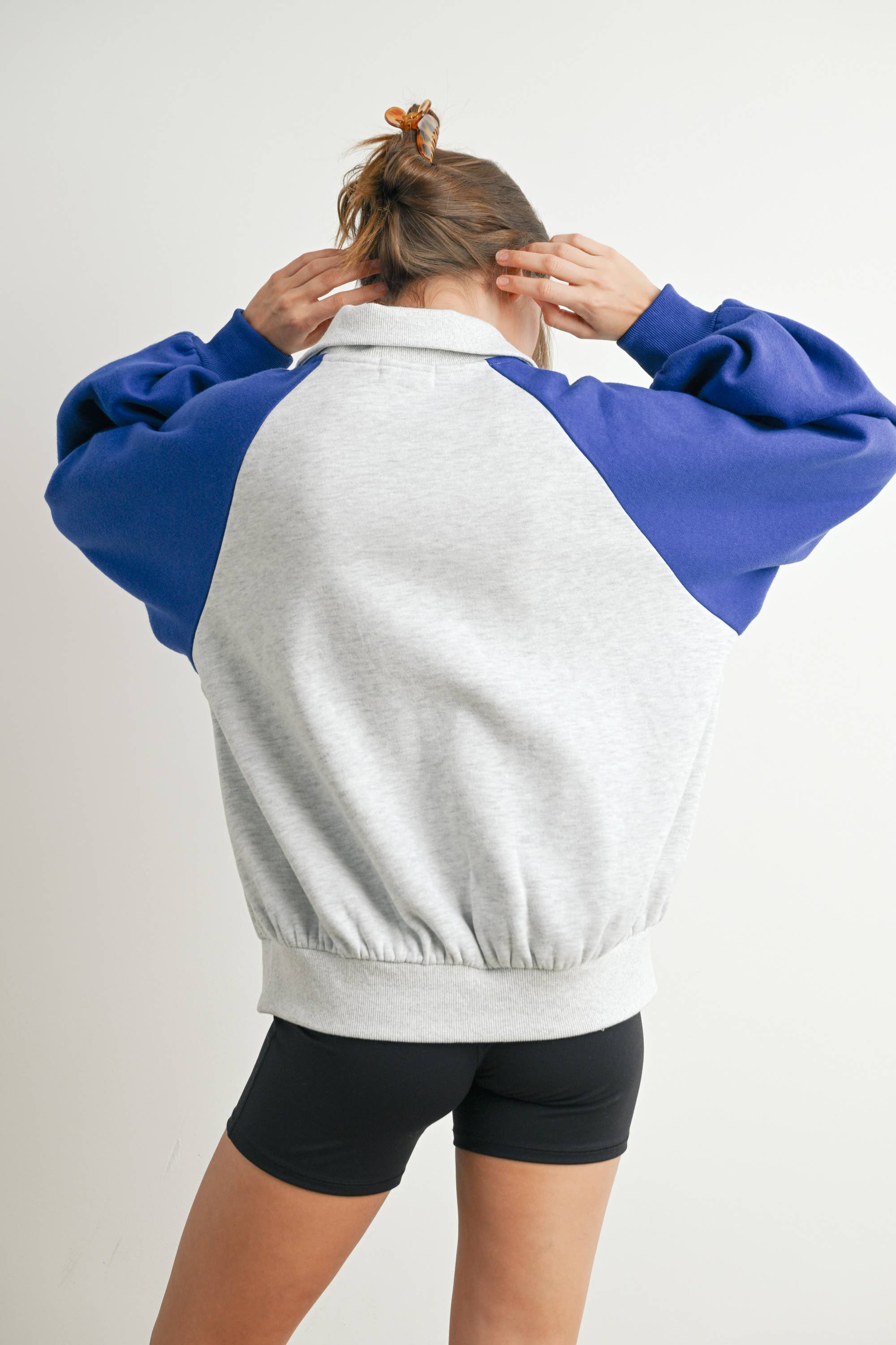 BUTTERMELON - Wholesale Sweatshirt - Women's - Color Block Classic Polo Sweatshirt - BMT758824