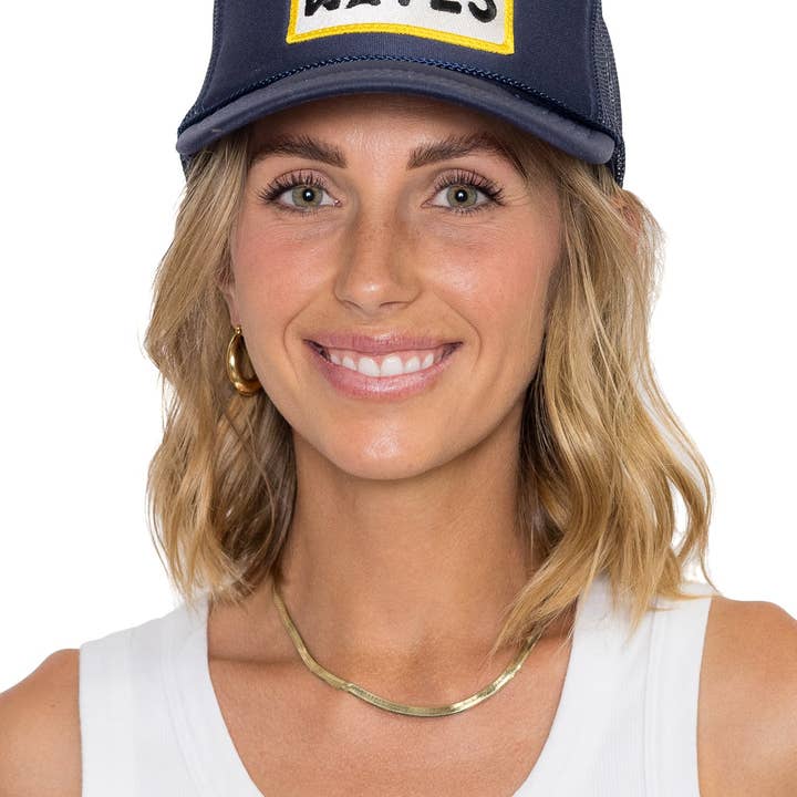 Make Waves Trucker Hat in Navy for wholesale on Faire3