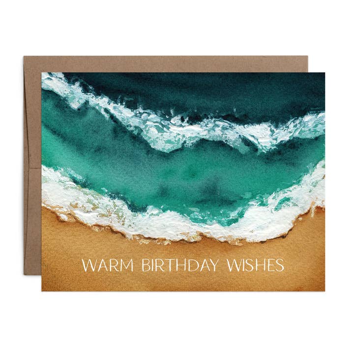 A2 „Varm fødselsdagsønsker“ Ocean lykønskningskort m/konvolut for engroshandel hos Petals by Priya Watercolor Designs