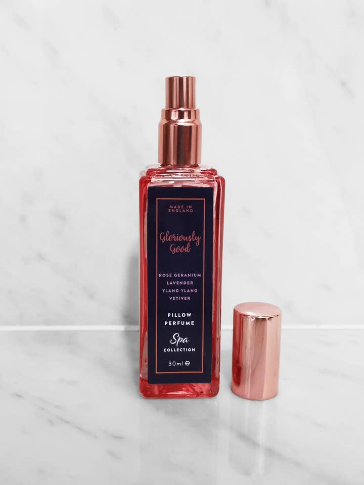 Rose Geranium, Lavender, Ylang Ylang & Vetiver Pillow Perfume Mist for wholesale by Gloriously Good