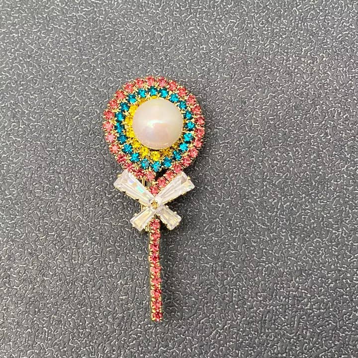 Mio Queena - Wholesale Brooch - Colored Rhinestone Lollipop Brooch