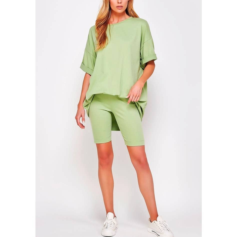 Coloring You – Conjuntos Casual - Mulher por atacado – FSG-ST8296 CONJUNTO DE SHORTS DE CAMISETA DE GRANDES DIMENSÕES E CAMISA DE MOTOQUEIRO12