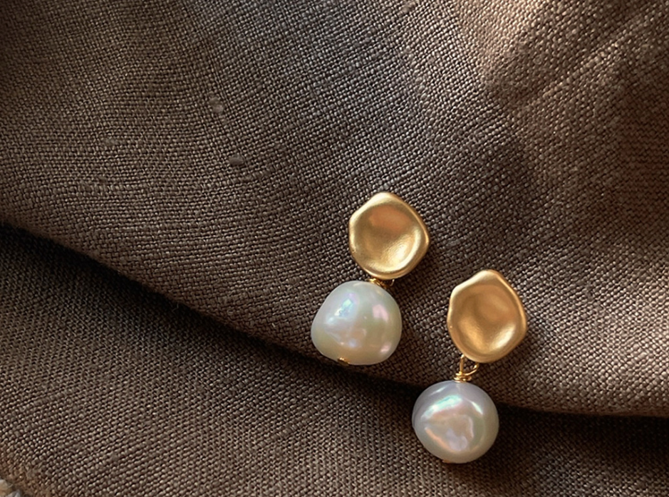 Katinki - Wholesale Dangle Earrings - Gold Pearl Drop Earrings with Modern Design0