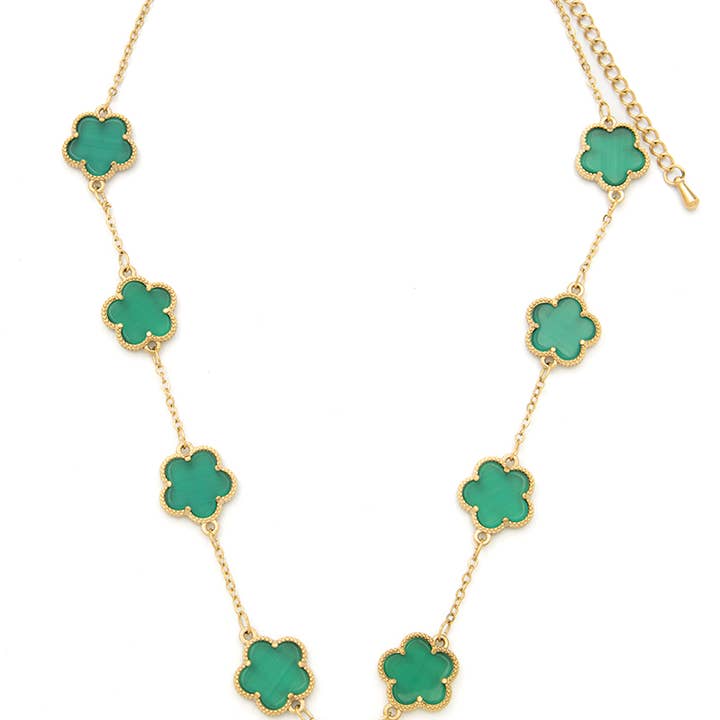 Collar de acero Chance 8 flores piedra fina 40+9 cm para venta al por mayor de Bijoux 7bis