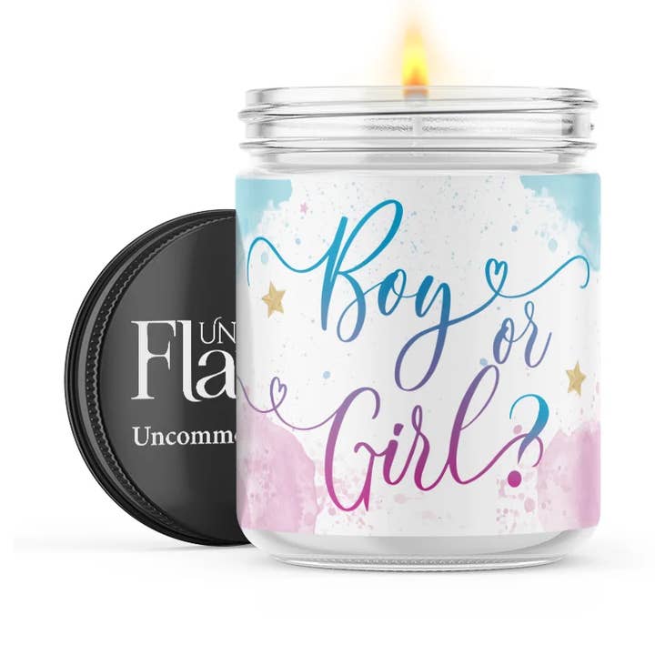 Gender Reveal Footprints Candle for wholesale by Uncommon Flame