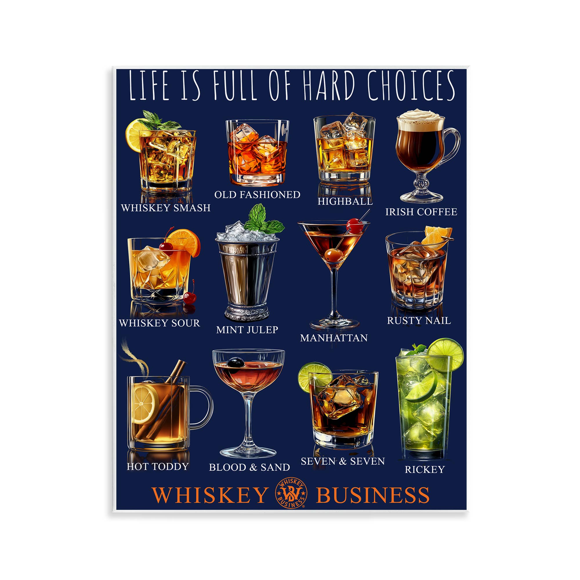 Stupell Industries - Wholesale Wall Sign - Whiskey Hard Choices - Unframed Wall Art0
