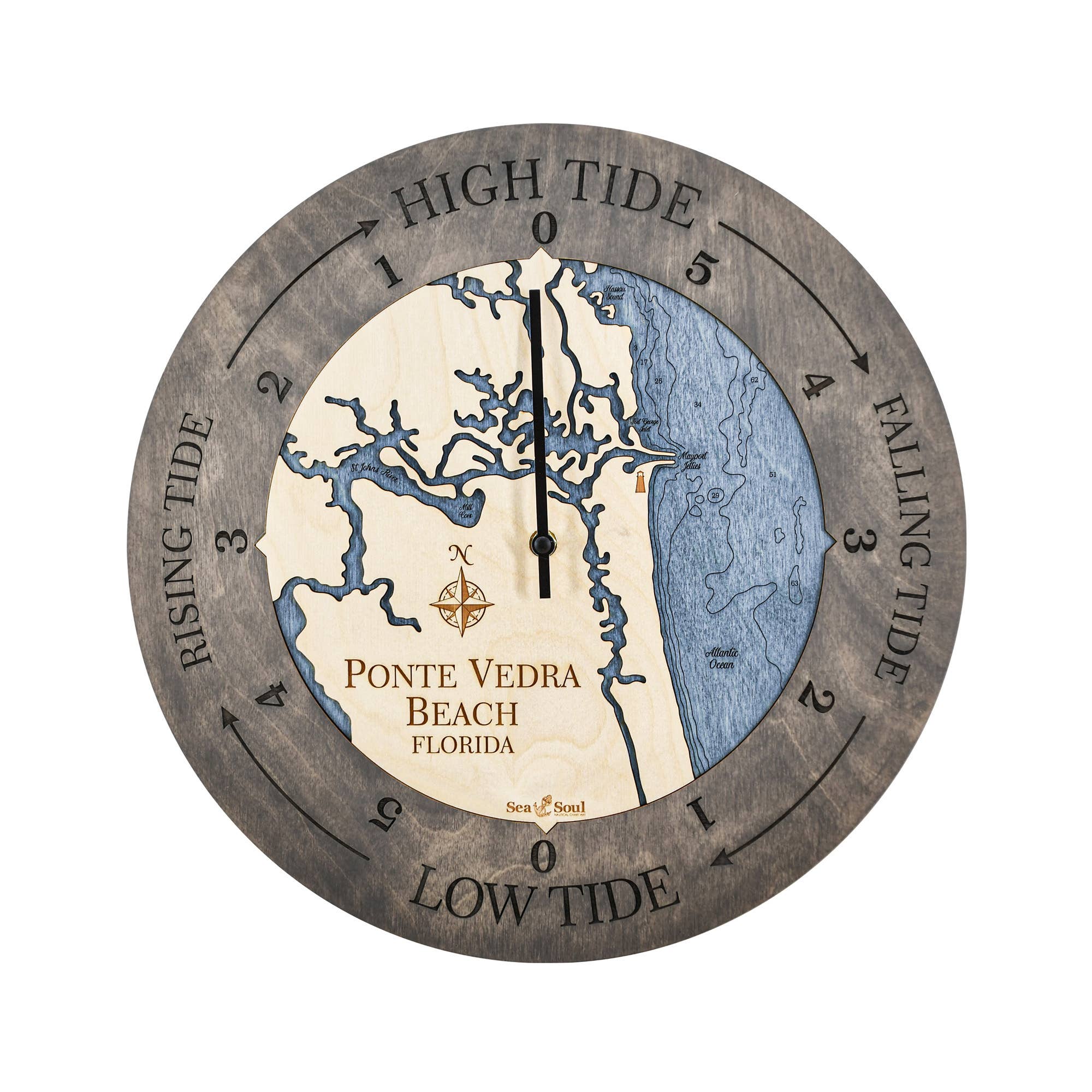 Sea & Soul Nautical Chart Art - Wholesale Wall Clock - Florida East Coast Nautical Chart Tide Clock-Many Locations129