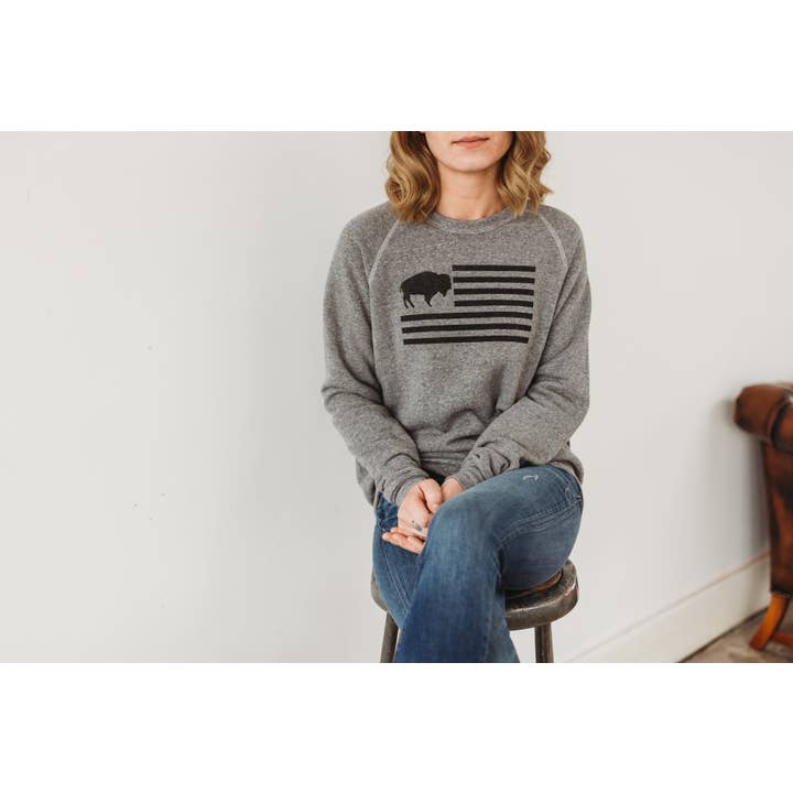 Buffalo Bison Flag Unisex Sweatshirt for wholesale by Wild Roamer