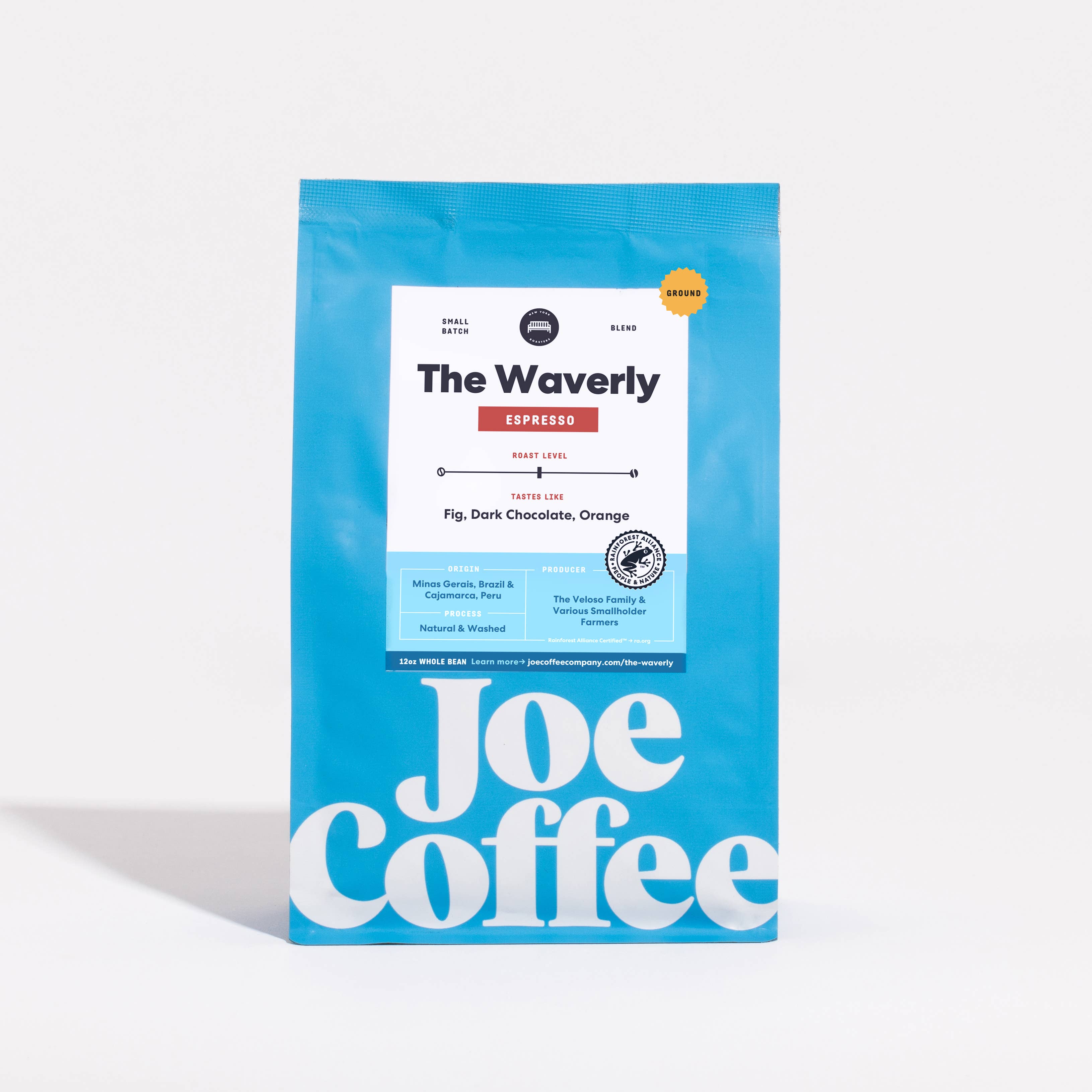 Joe Coffee Company - Wholesale Coffee Beans - Waverly House Espresso Medium Roast Coffee, 12 oz, Kosher, Rainforest Alliance Certified, NYC Roaster1