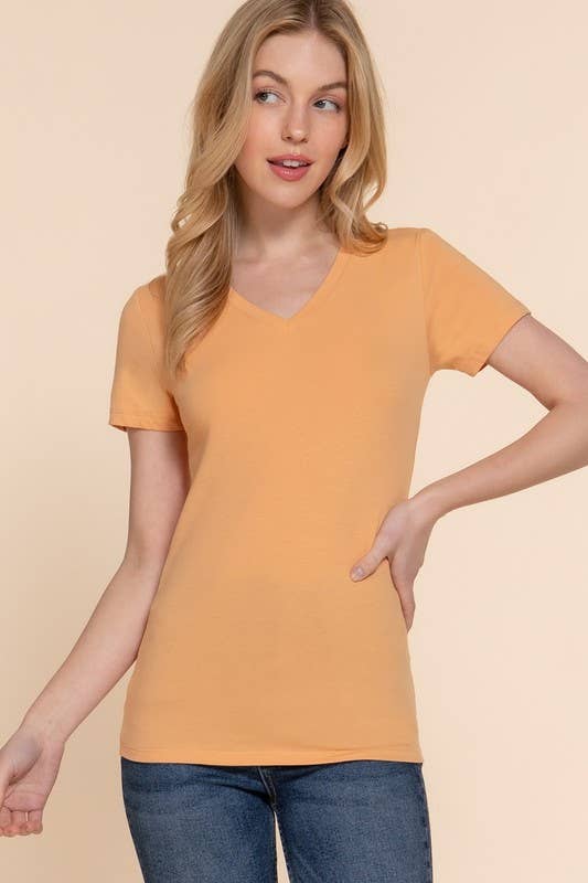 Active Basic | Active USA - Wholesale T-Shirt - Women's - Short Sleeve Cotton Jersey V-neck Top 27