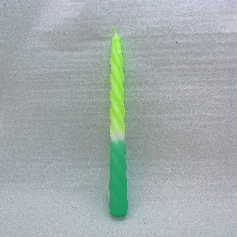 DIPDIP candles - Wholesale Tapered Candle/Candlestick - Dipdye mint & neon green swirl candle1