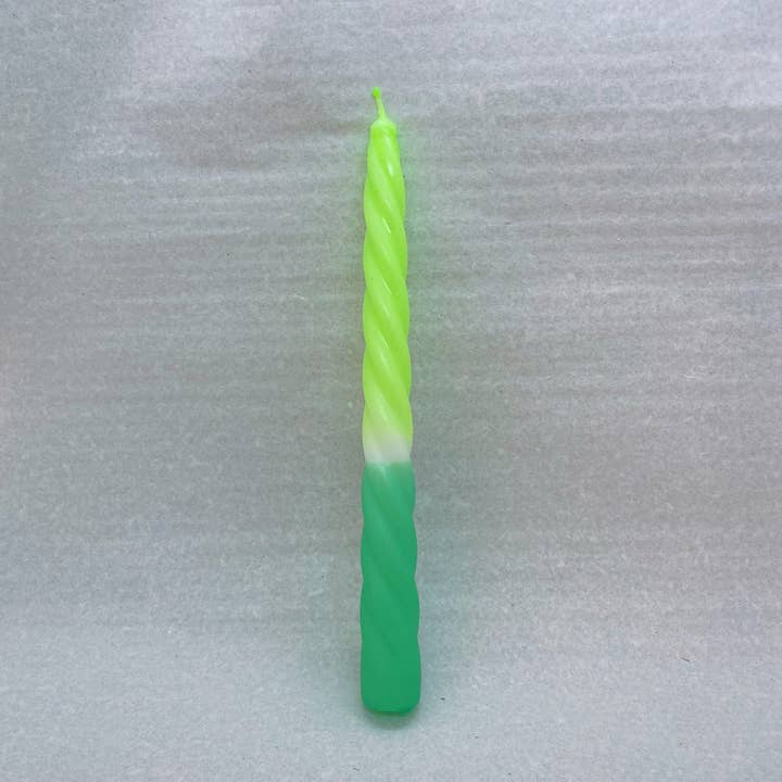 DIPDIP candles - Wholesale Tapered Candle/Candlestick - Dipdye mint & neon green swirl candle1