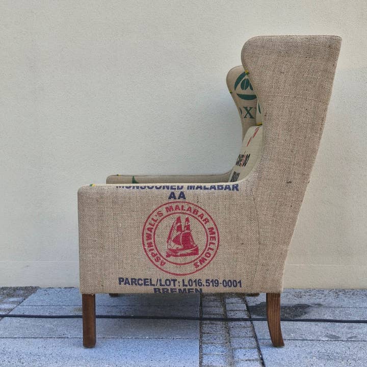 CAFFAHHAUS - Vendita all'ingrosso Sedie - Collezione Sostenible Afrika — Poltrona sostenibile da Amburgo con tessuto in sacchi di caffè riciclati4