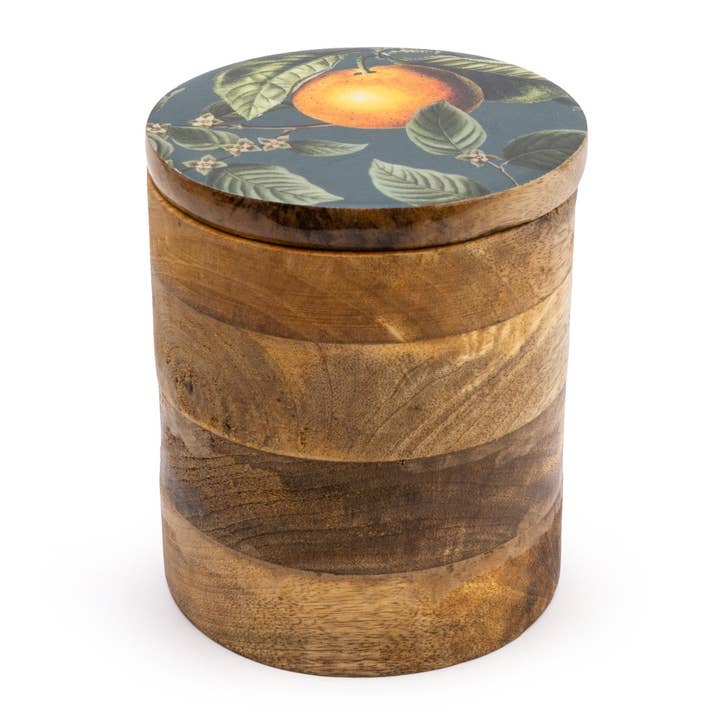 Handcrafted Orange Blossom Large Wooden Storage Jar Green 20cm 4PK for wholesale by Candlelight Products Ltd