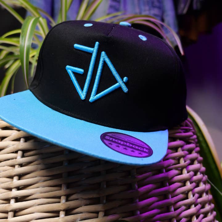 Electric Blue GA 3D Logo Snapback Rapper Cap for wholesale by Granite Anchor