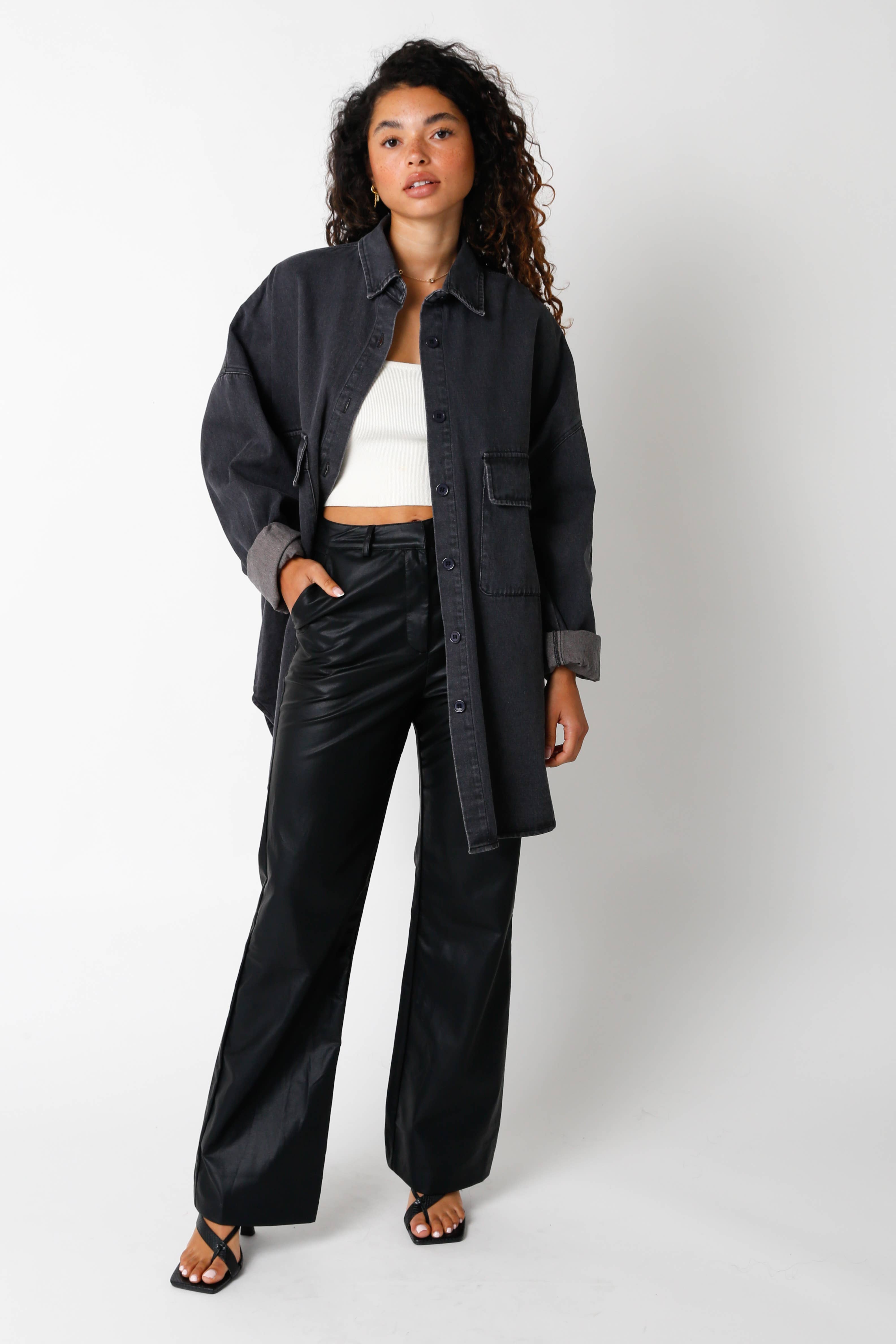 Olivaceous – Camisa com botões no colarinho – Mulher por atacado – Camisa de Ganga Oversized Finley2