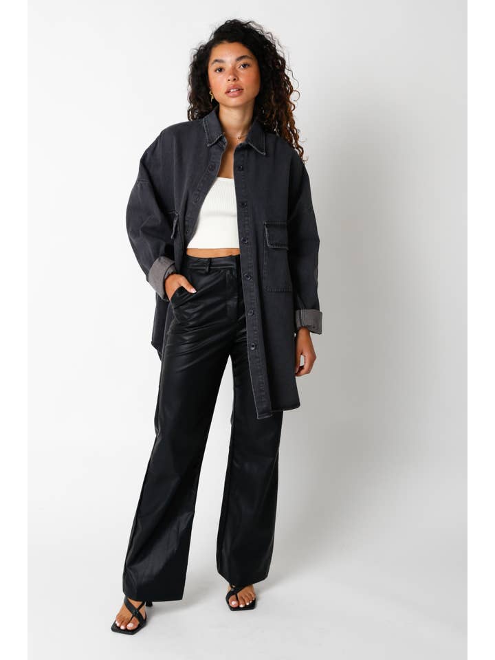 Olivaceous – Camisa com botões no colarinho – Mulher por atacado – Camisa de Ganga Oversized Finley2