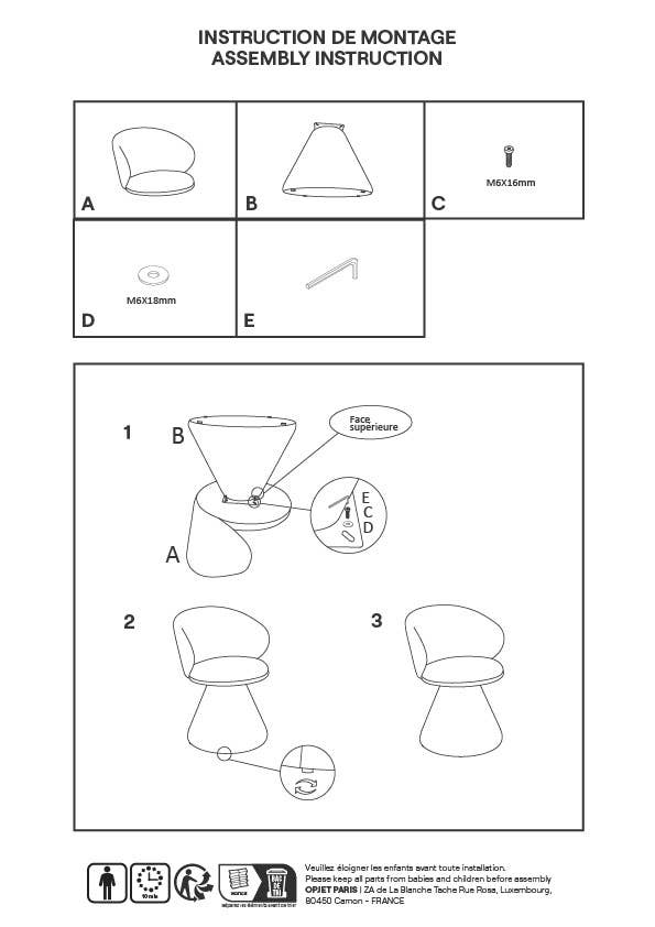 Opjet Paris – wholesale Chair – Sergio brown swivel chair L55 D54 H74cm1